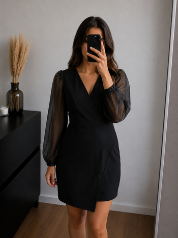 Robe noire avec tulle Crystal Doll
