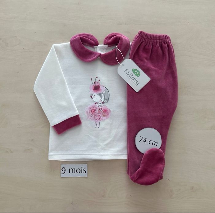 Pyjama bébé fille - taille 9 mois en 74 cm - neuf - FS baby - photo numéro 1