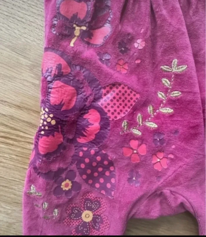 Pyjama en velours rose bébé fille 3 mois Gemo - photo numéro 4