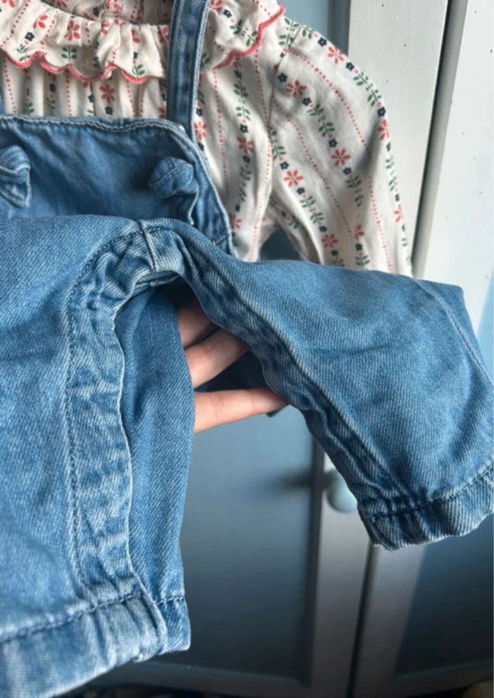 🌼 Ensemble salopette jean & chemise fleurie – 12 mois – Tape à l’œil 👶 - photo numéro 6