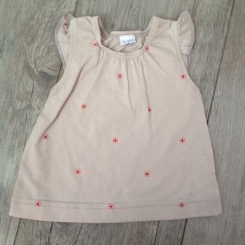 Débardeur beige à petites fleurs orange