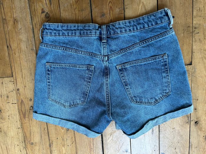 Short en jeans coton bleu avec revers 36 H&M - photo numéro 2