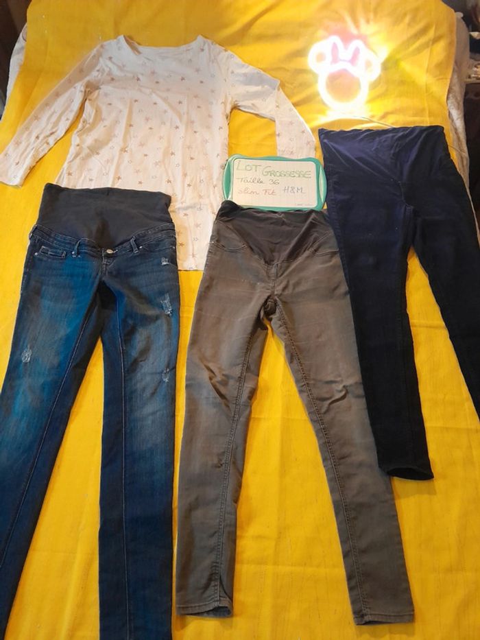 Lot🤰 spécial grossesse 🤰3 jeans slim + 1 chemise de nuit - photo numéro 2