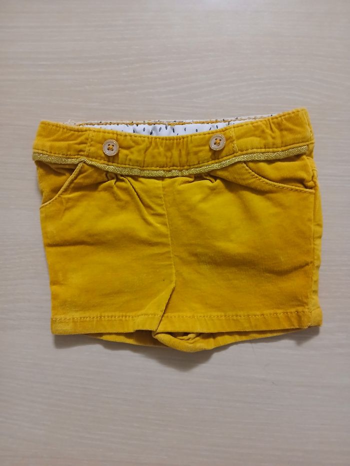 Short bebe d hiver en coton taille 3 mois marque tape a l oeil couleur moutarde - photo numéro 5