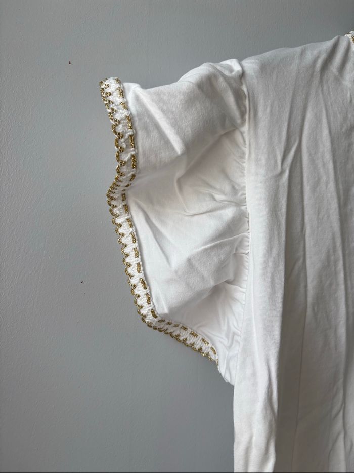Tee-shirt blanc détails doré - photo numéro 3