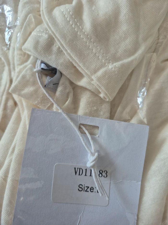 Tee-shirt Crème Manches courtes Femme Taille L/40 - photo numéro 3