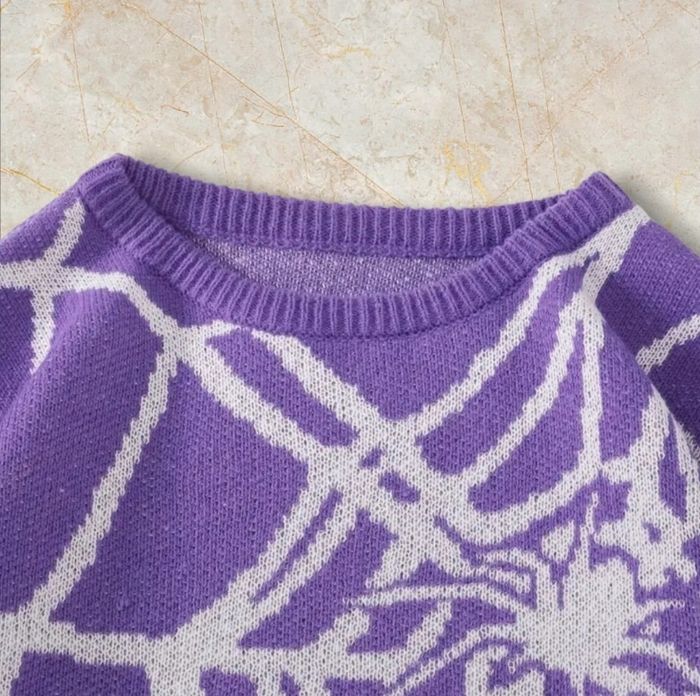 Knit Araignée - Sweater Vintage Oversized 90s Taille M – Crewneck Old School Americain Streetwear - photo numéro 2