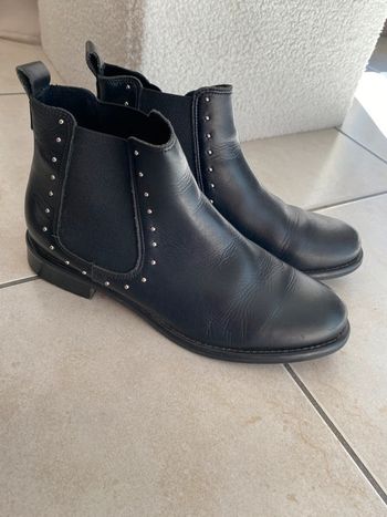 Bottines femme chelsea cuir noir 37
