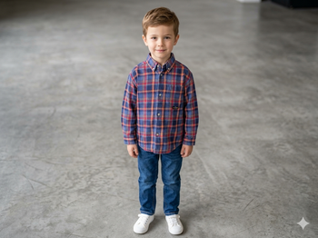 Chemise manches longues à carreaux bleu et rouge avec bouton de rechange 3 ans KIABI
