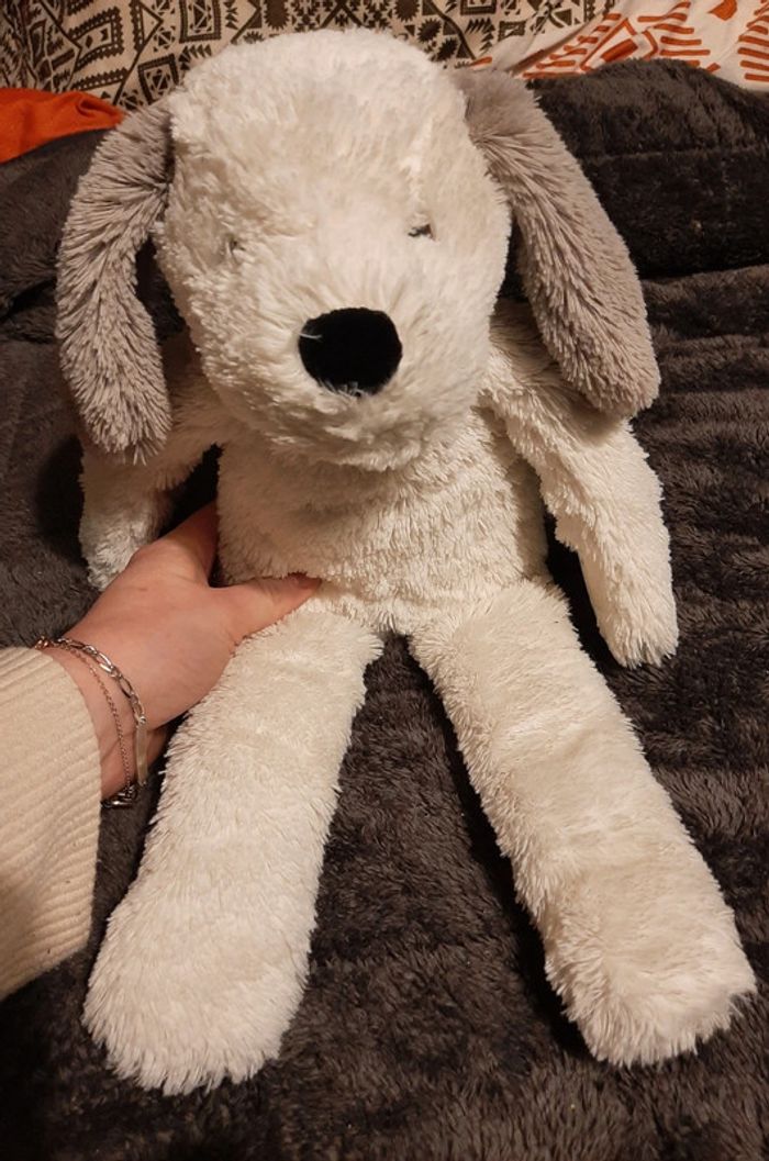 Peluche chien blanc - photo numéro 2