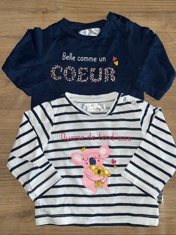 Lot de 2 t-shirt manches longues bébé 3 mois