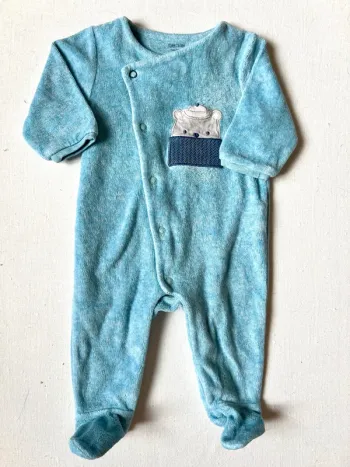 Pyjama Obaïbi 3 mois 59 cm – bleu clair – motif ours – très bon état