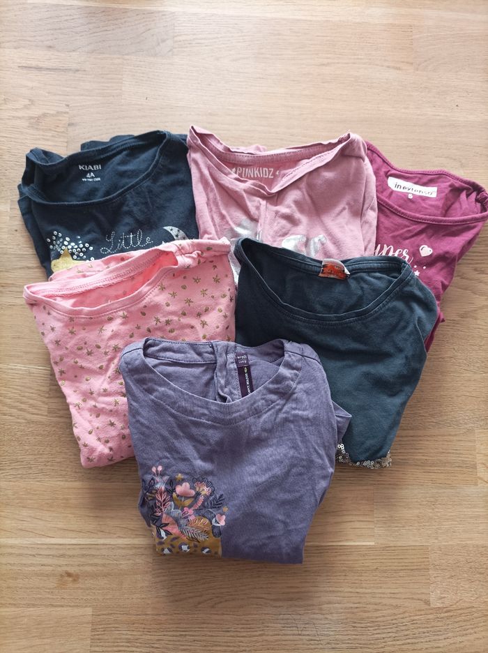 Lot de 6 t-shirts manches longues fille 4 ans