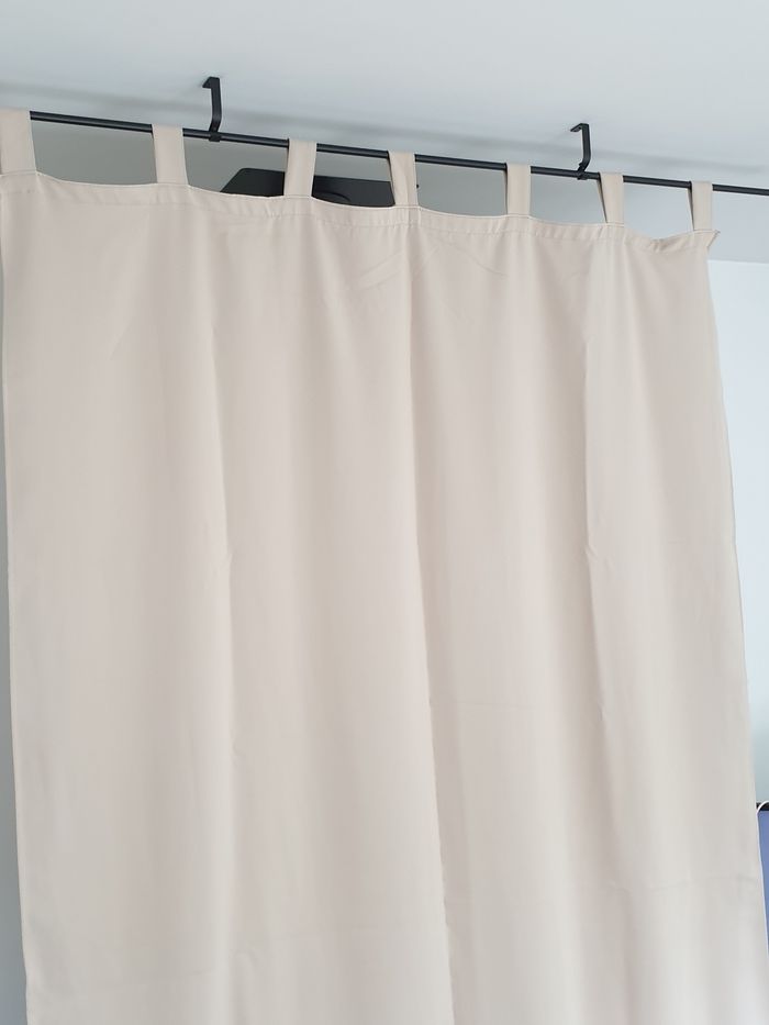 Grand rideau beige occultant a pattes - photo numéro 2