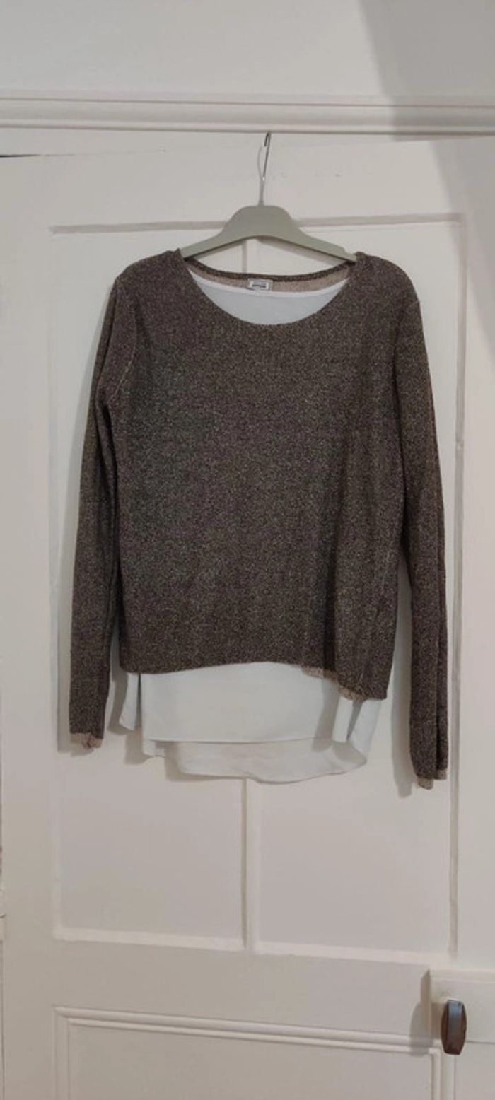 Pull doré et blanc pimkie M - photo numéro 2