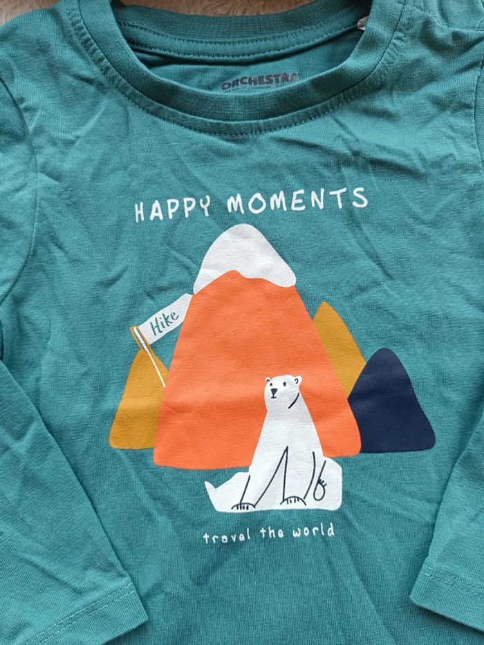 Tee shirt chemise manches longues Garçon 18 mois Ours montagne happy moments Travel world 100% coton - photo numéro 4