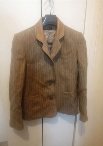 🌸Veste de tailleur cuir et laine Années 80 "Faulery fils Toulouse" Vintage 🌸