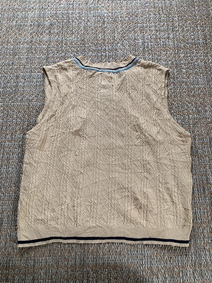 Pull sans manche vintage beige Y2k beige torsadé knitwear Vuarnet France - photo numéro 2