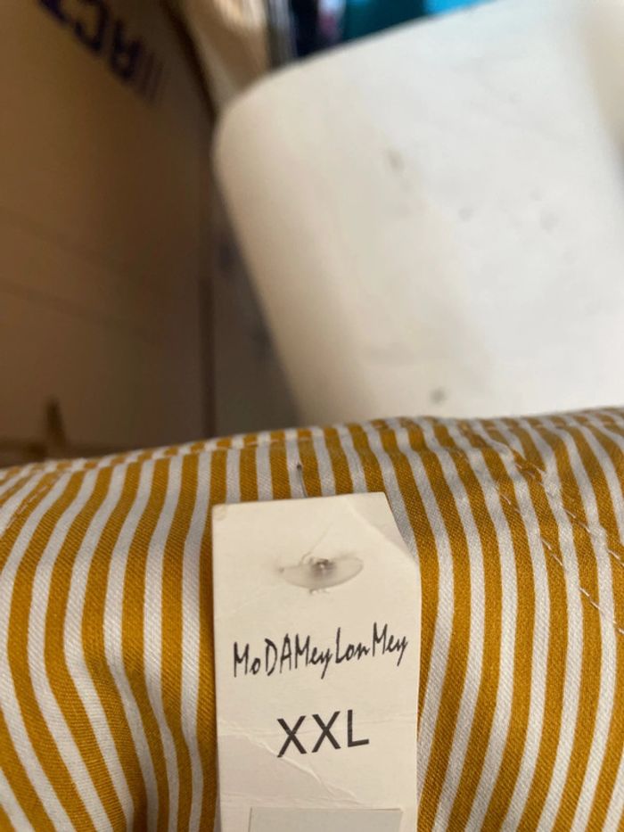 Pantalon Skinny, jaune à rayures avec fausse poche 712 - photo numéro 3