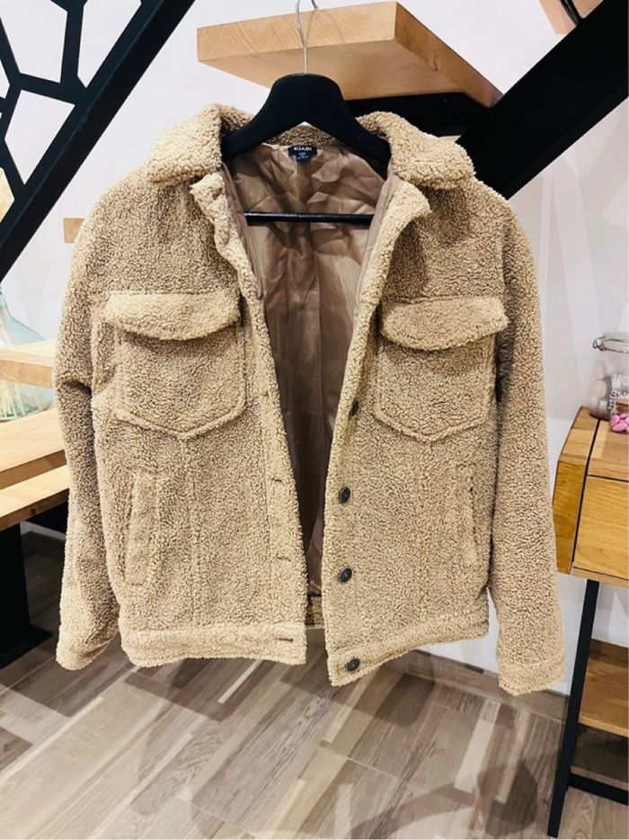Veste blouson mouton bouclette marron camel Kiabi