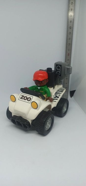 Véhicule quad de zoo avec soigneur caméra et théière lego duplo