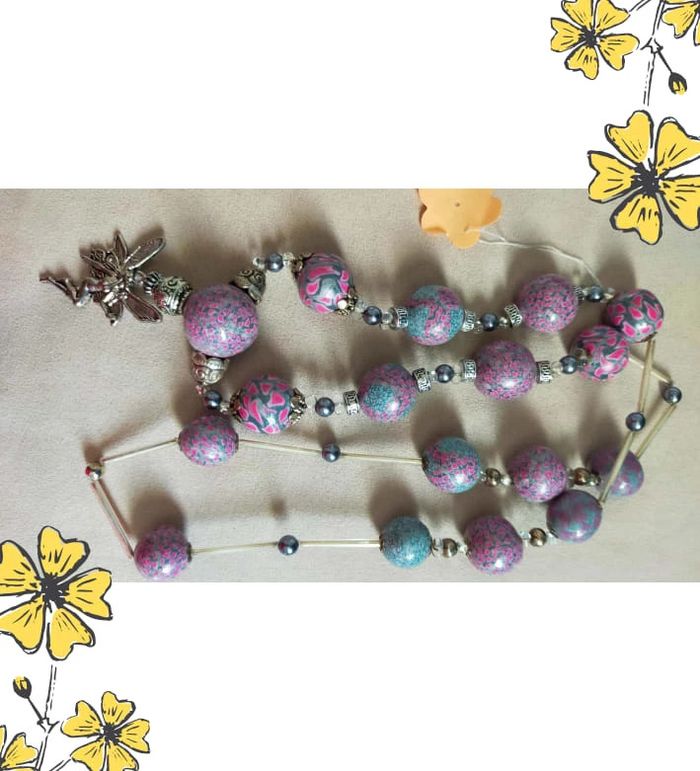 Collier fée en perles de pâte polymère – Pièce artisanale _ Collection Nuances de Rose - photo numéro 7