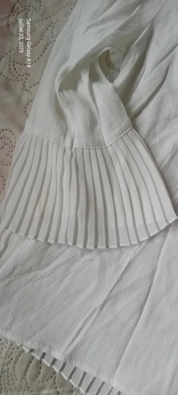 Blouse légère manches pagodes 3/4 avec plis et dentelle blanche femme S bonibo - photo numéro 10