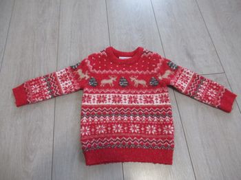 Pull de noël rouge rennes tout doux 24 mois Primark