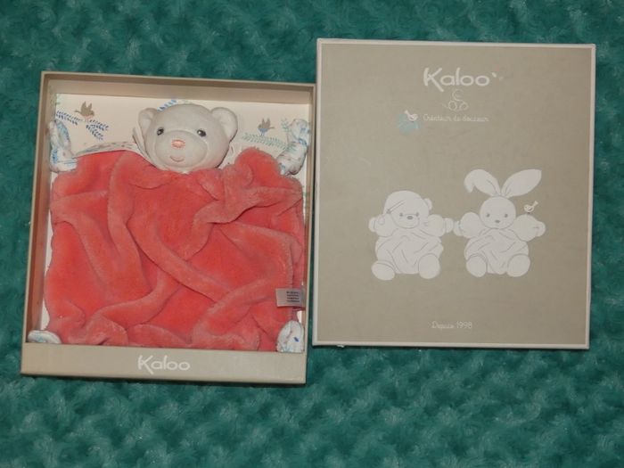 Doudou plat ours corail Kaloo plume 🐻 Neuf