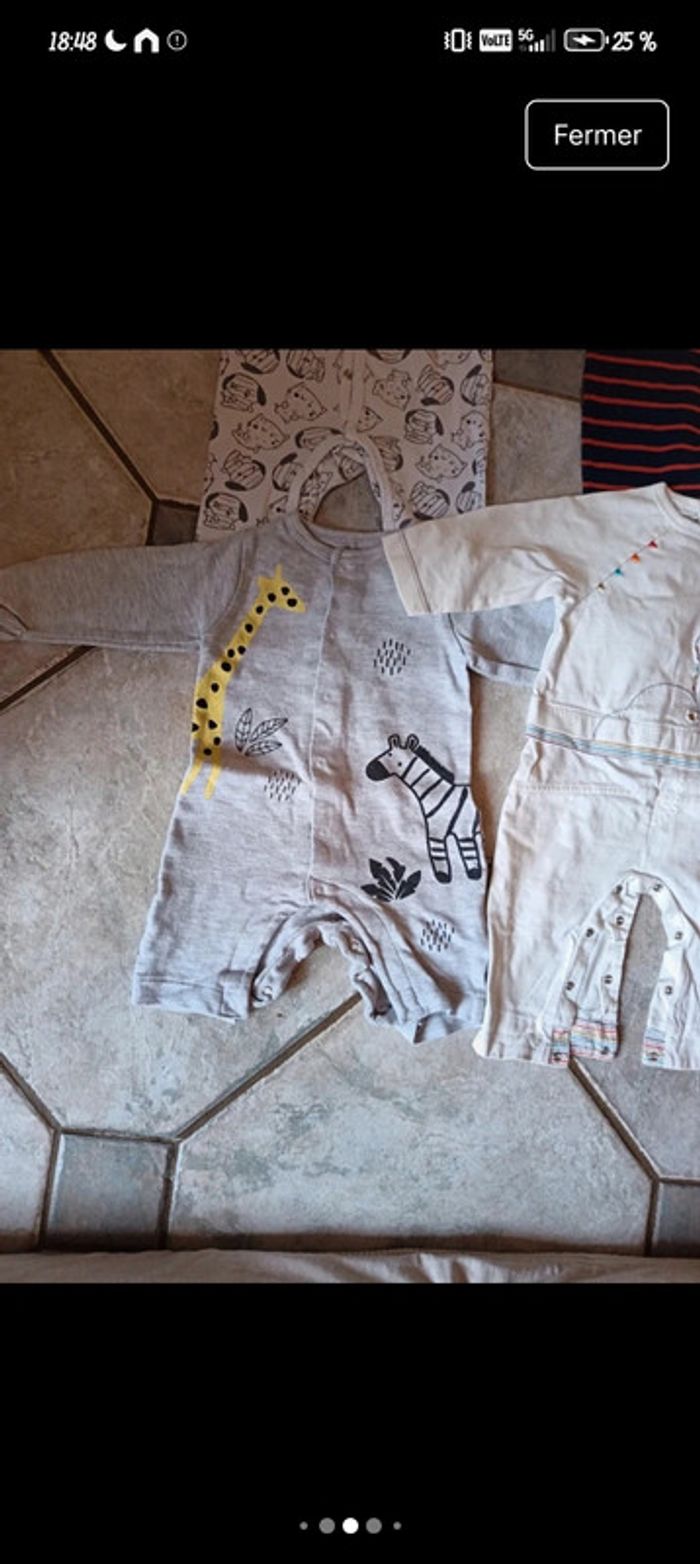 Lot 3 mois 62 cm pyjama grenouillère sans pied combinaison léger bébé - photo numéro 7