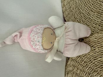 Doudou poupée chiffon bébé tendre rose fleurs COROLLE 1997
