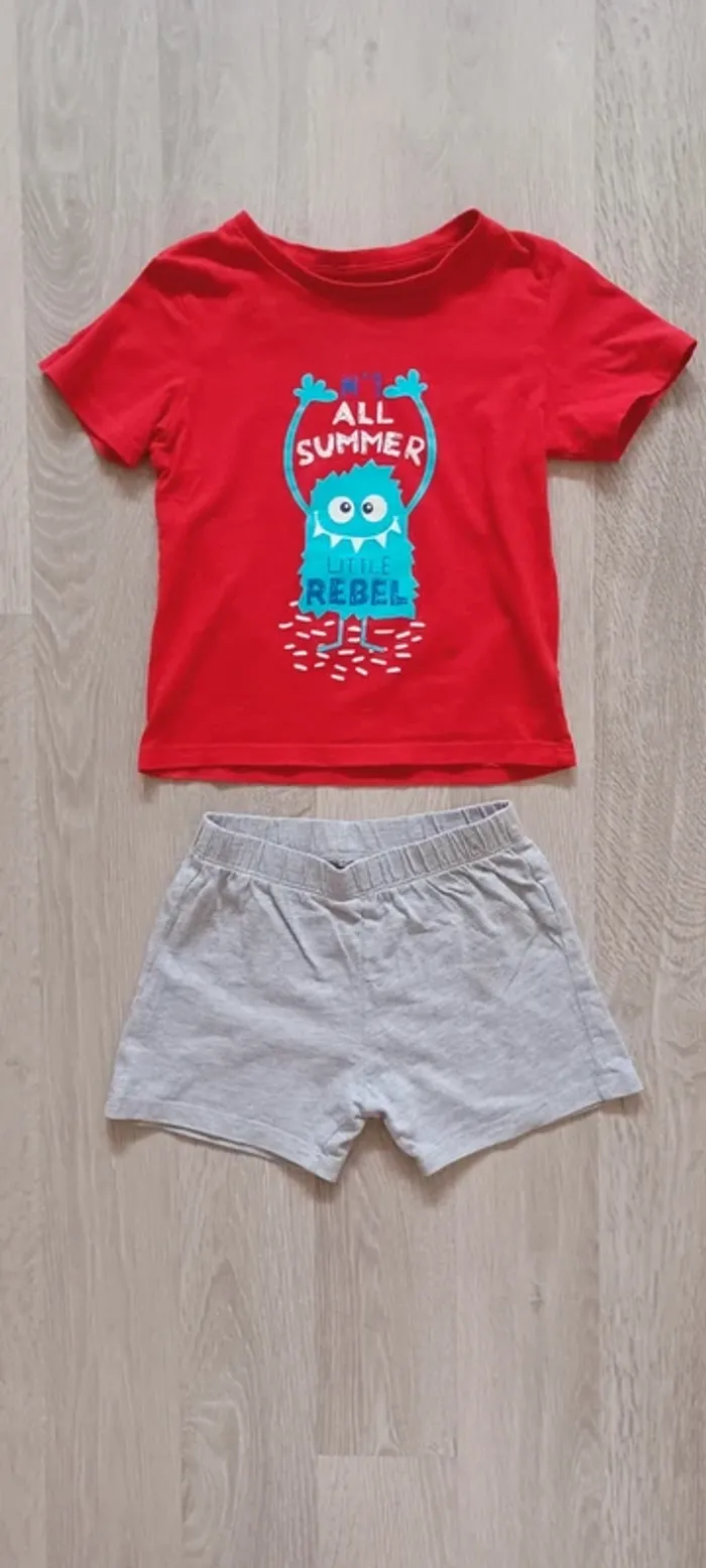Pyjama garçon été tee-shirt short monstre taille 2-3 ans - photo numéro 2