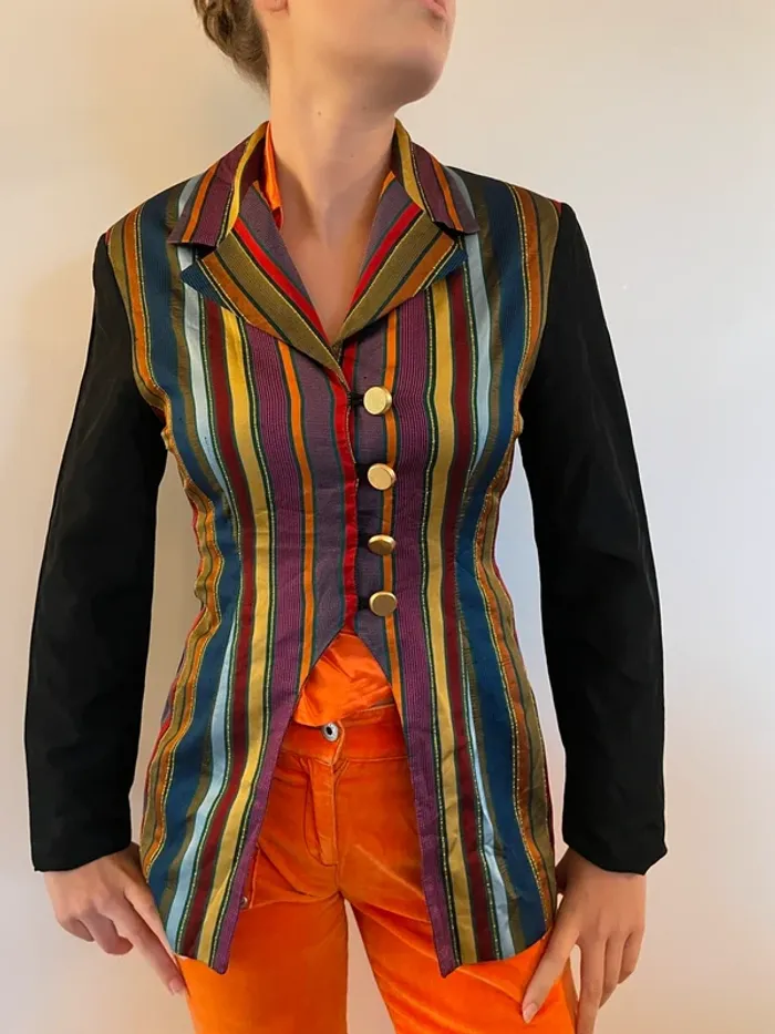 Veste à rayures élégante sombre Tricia Jones 36 - photo numéro 8