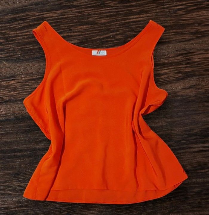 Blouse fluide orange – Taille L – Marque Time, 18 Leisure Inc