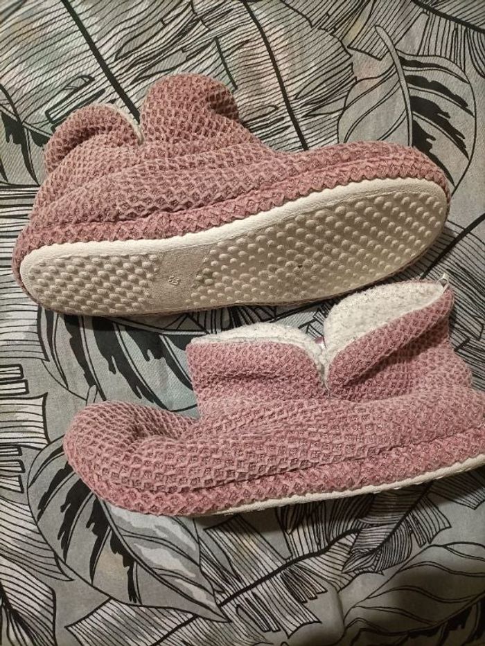 Chaussons bottines chaud rose