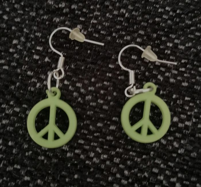 Boucles d'oreilles "peace" / vert