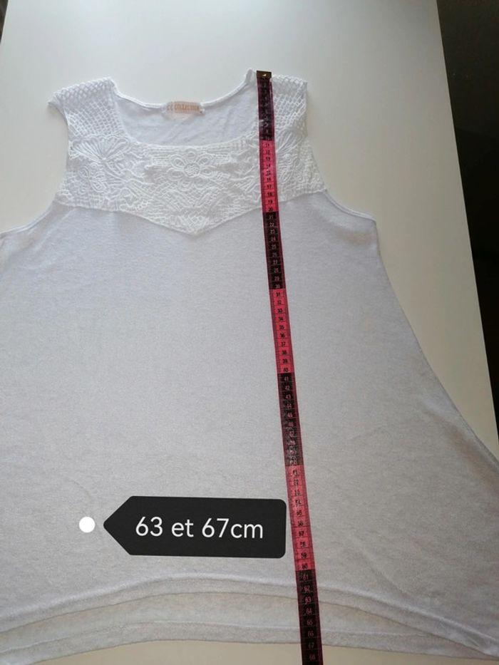 Tee-shirt assymétrique blanc transparent M - photo numéro 8
