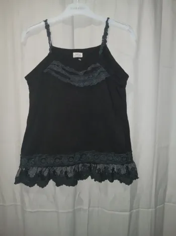 🩷 Débardeur à dentelle noir 100% cotton TU.