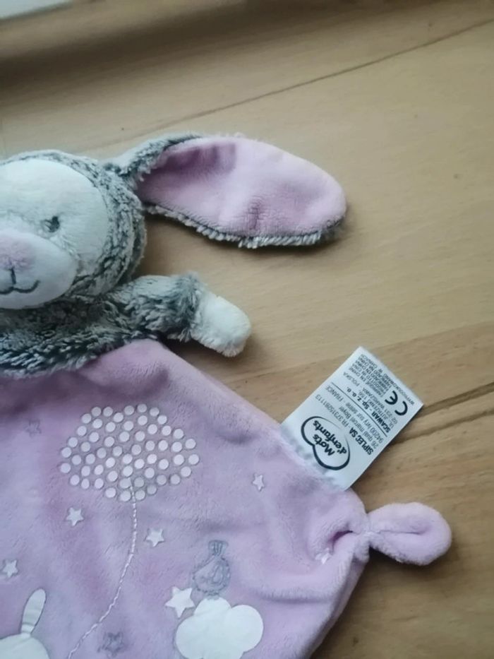 Mots d'enfants doudou ours blanc en lapin gris fluorescent rose - photo numéro 4