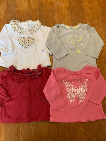 Lot 4 te shirt manches longues taille 3 mois