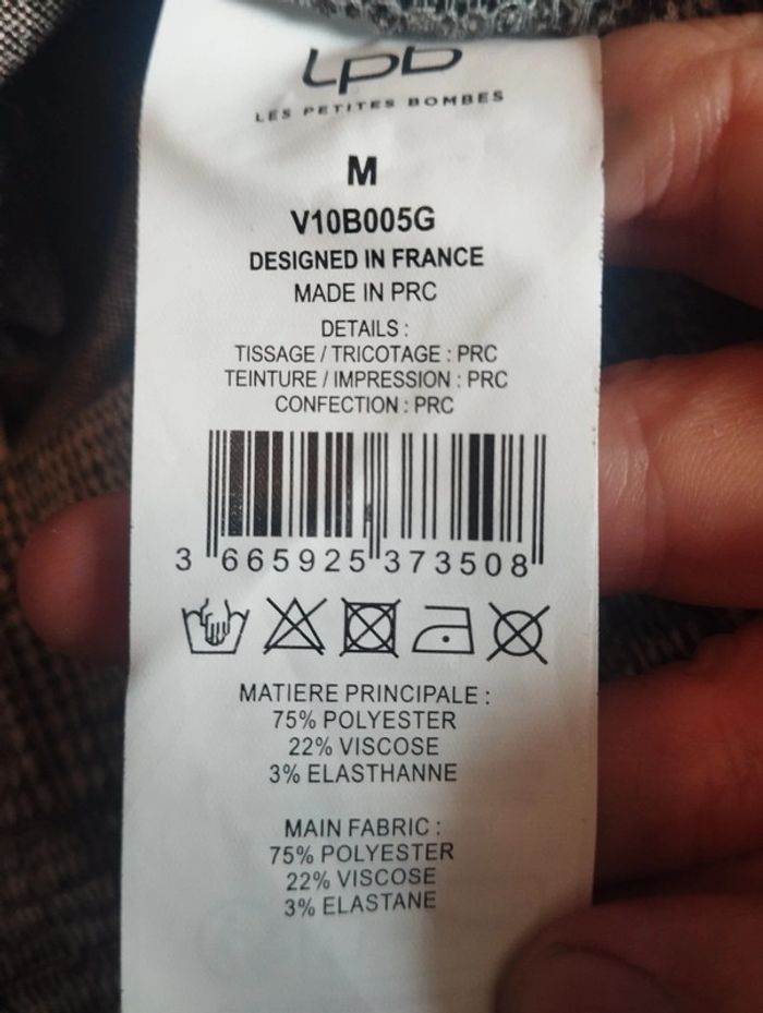 Neuf Pantalon taille élastique gris à carreaux taille M les petites bombes LPB - photo numéro 5