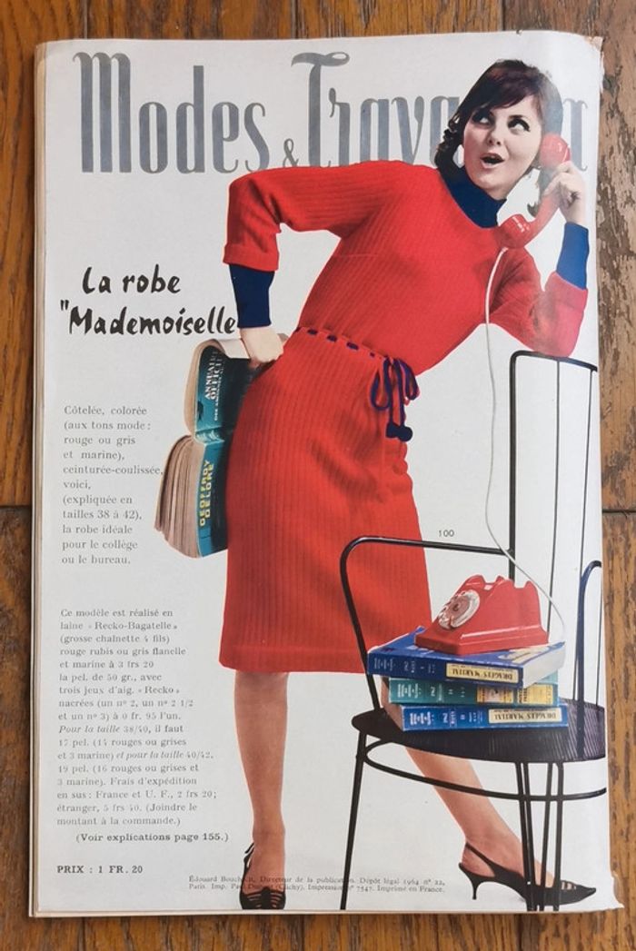 Ancien magazine Modes et travaux 1964 avec 3 patrons + supplément n°758 vintage - photo numéro 18