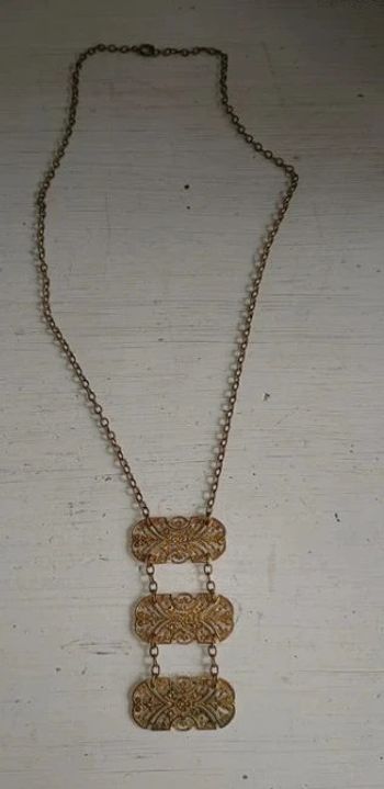 Collier ancien doré vintage Style art déco