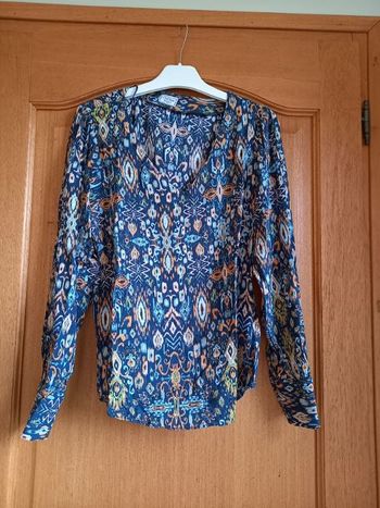 Blouse manches longues bleue et orange taille 36