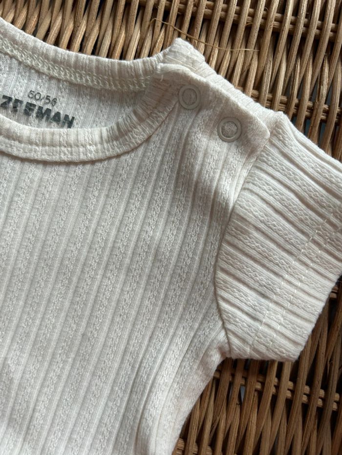 Body Bébé Zeeman - Côtelé Beige/Écru - Manches Courtes - Taille 56 cm (1 mois) - photo numéro 3