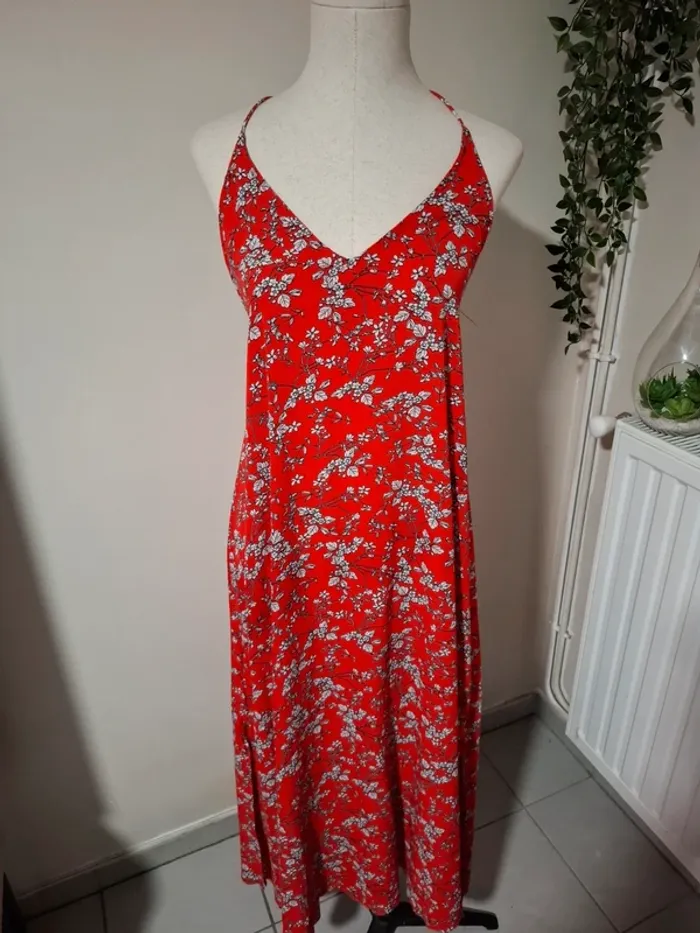 Robe longue Rouge Fleurie T40