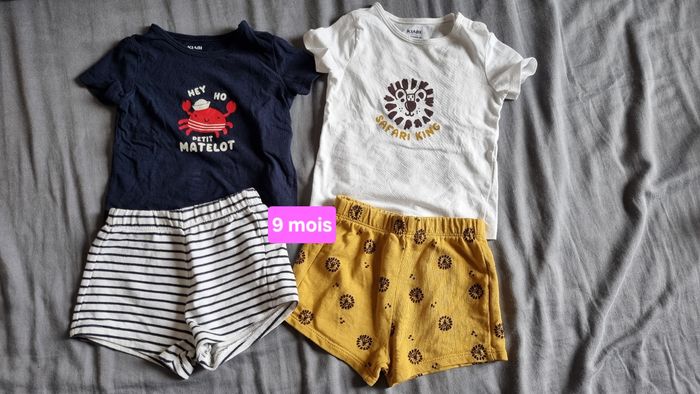 Lot 2 t shirt + 2 short 9 mois