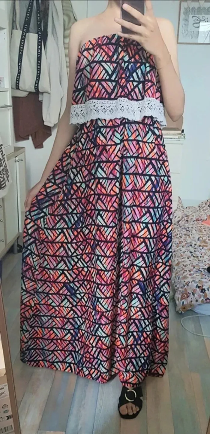 Magnifique Robe longue multicolore géométrique comme neuve taille unique - photo numéro 6