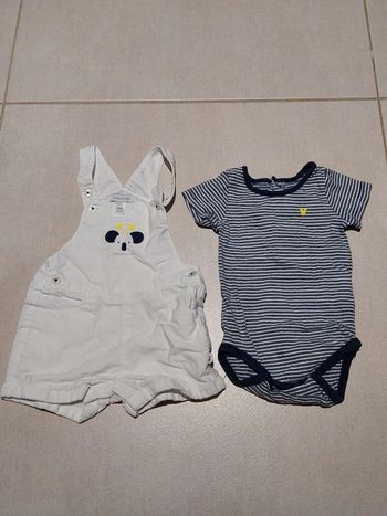 Salopette short et body 3 mois