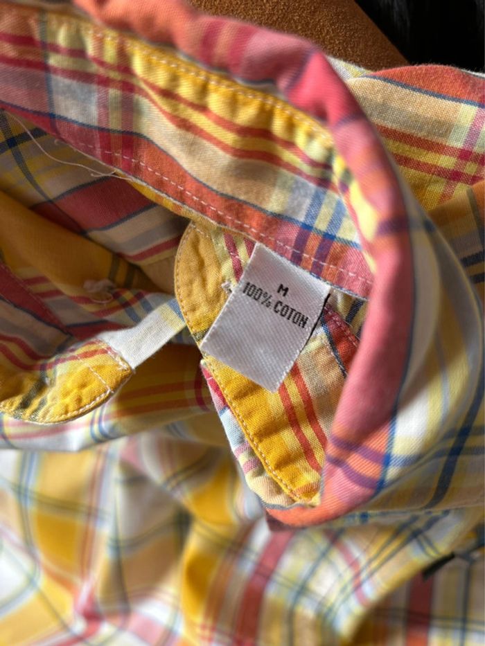 🟡 Chemise d’été vintage homme à carreaux jaune Bart Simpson yellow checkered shirt🟡 - photo numéro 13